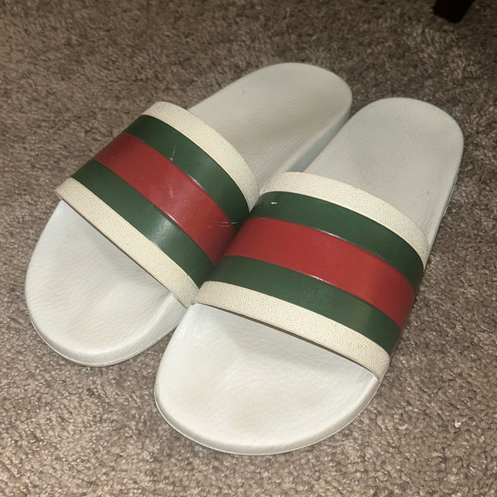 White Gucci Slides